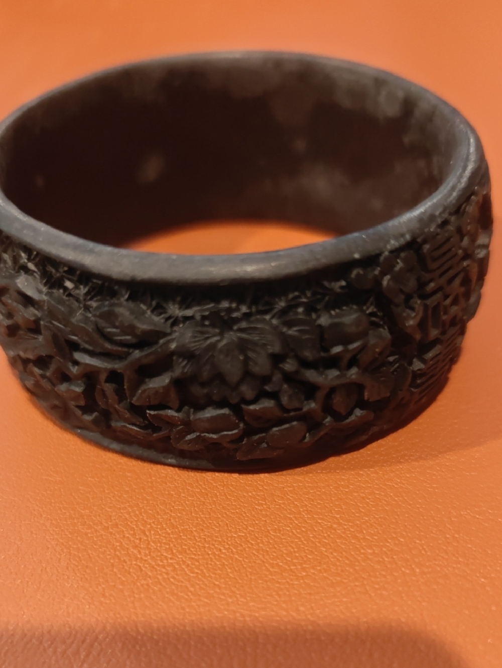 Carved Floral Bangle Bracelet
